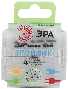 SP-4-W ЭРА Тройник 4гн, без заземл (белый) - купить в Алматы