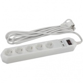 USF-5es-1.5m-USB-W Сетевой фильтр ЭРА (белый) с заземл, 3x0,75мм2, с выкл, 5гн+2USB, 1.5м - купить в Алматы