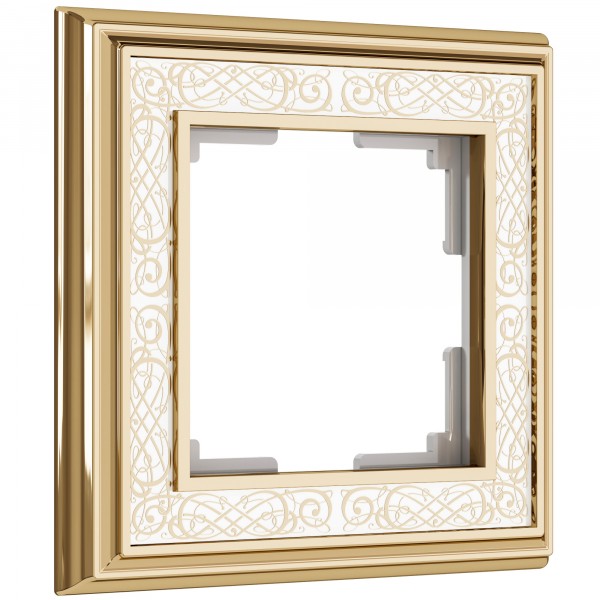 Рамка на 1 пост WL77-Frame-01 Palacio Gracia (золото/белый) - купить в Алматы